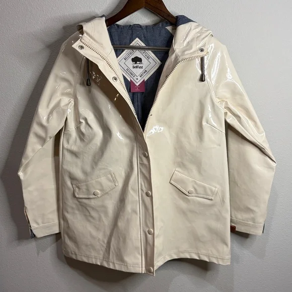 Bellfield Clothing Ivory Rain Jacket with Hood Size XS - Picture 1 of 6
